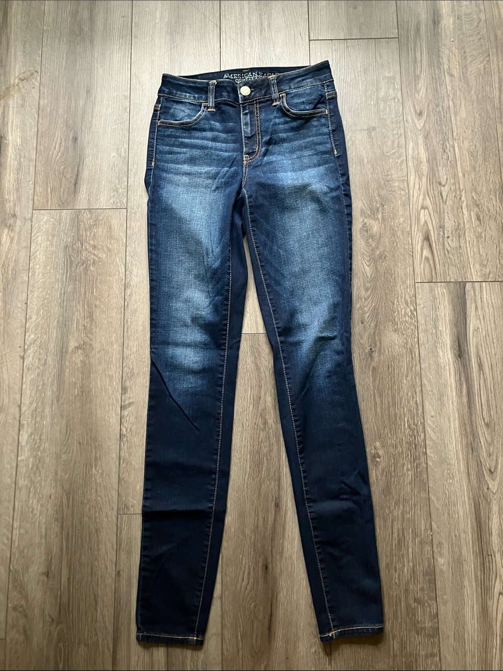 American Eagle Hi Rise Jegging Super Stretch Dark Wash Skinny Jeans Size 2 Long